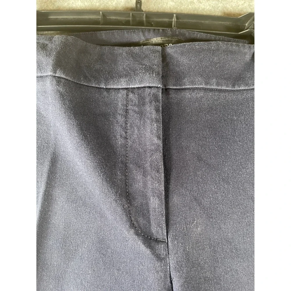 Talbots Womens 16W Slim Crop Pants‎ Navy Blue Elastic Back Career Trousers